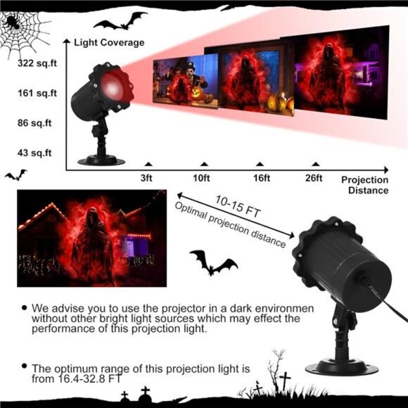 Halloween Projector Lights Outdoor Indoor Dynamic Ghost Skull Lights Decoration